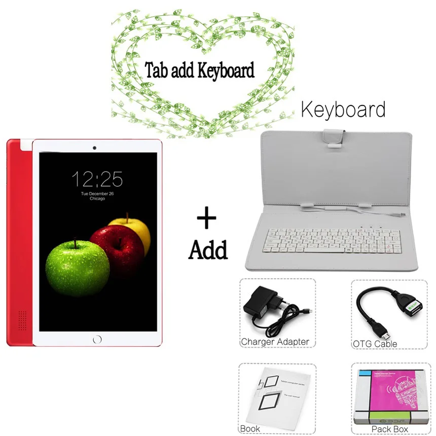 Tab add Keyboard BDF, 10,1 дюймов, Android 7,0, планшеты, ПК, 4G, LTE, 3G, четыре ядра, 4 Гб+ 32 ГБ, мобильные sim-карты, телефонные звонки, ips, ЖК-дисплей, компьютер, планшет, ПК - Комплект: Tab add Keyboard