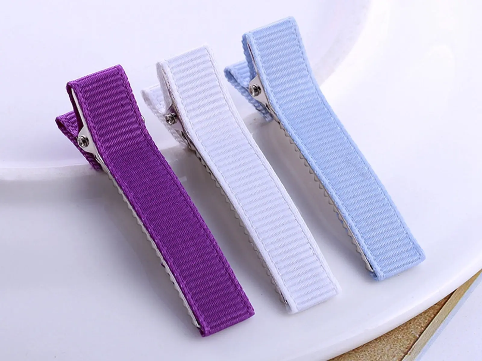 20 Grosgrain заколки с лентой из металла с двумя зубцами заколки-Аллигаторы для волос 48 мм, Плоский срез