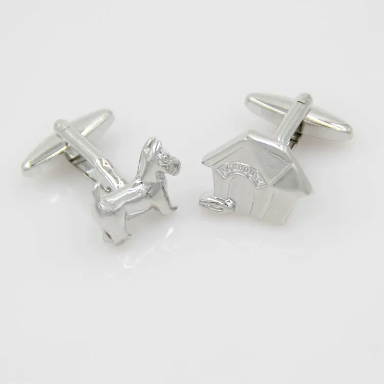 

Cute cartoon deer silver cuff sleeve long nails cufflink #0182 Free Shipping