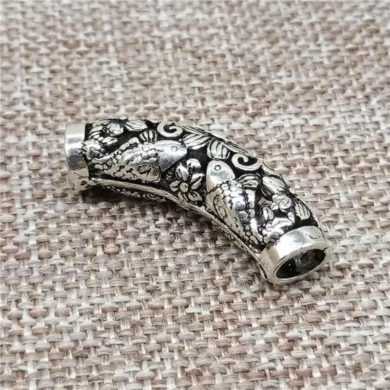 925 стерлингового серебра пара рыбы лотоса пробки бисера большое отверстие 5 мм