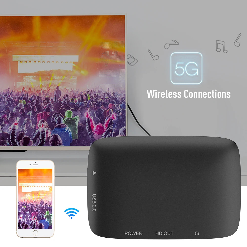 Беспроводной двухчастотный 2 4 Ghz/5 Ghz высокоскоростной WiFi экран проектор видео