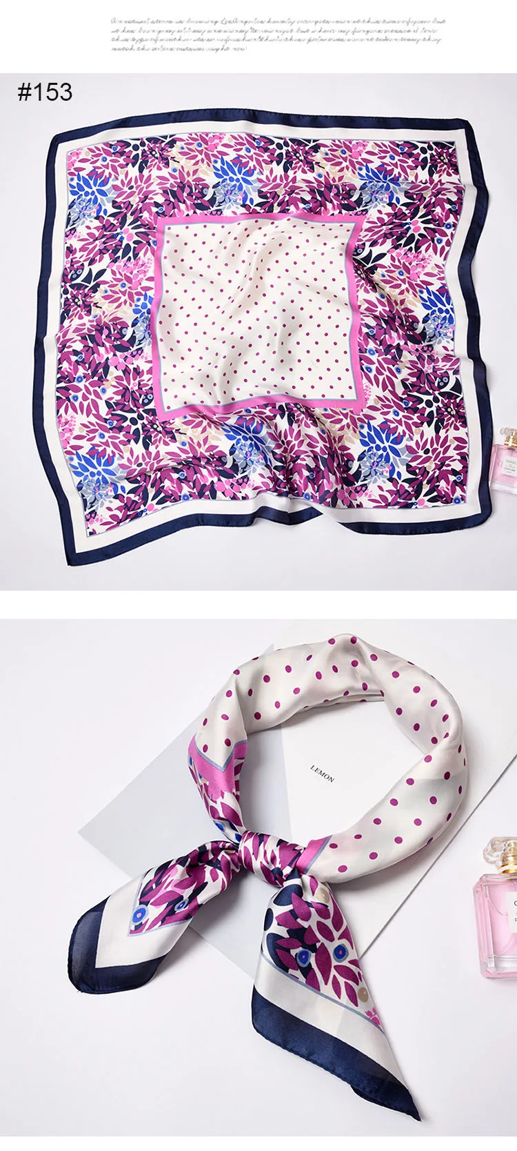 Новые Модные Шелковый шарф 70x70 см Florals с принтом в горошек для женщин шаль Атлас маленький квадратный банданы для мужчин мешок декоративный шарфы