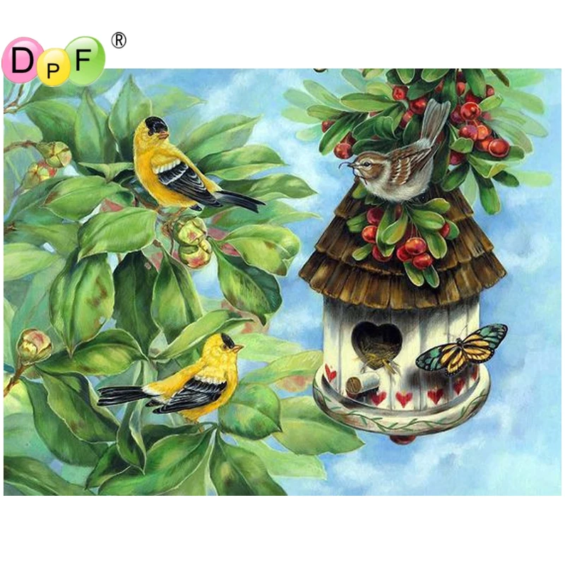 DPF diamond painting cross stitch needlework DIY birds nest 5D mosaic kit square gift decor embroidery crafts | Дом и сад
