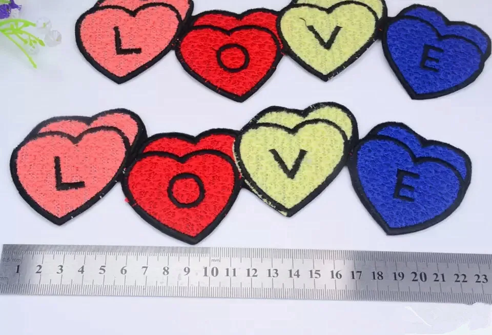 5pcs/lot LOVE heart shape transfer Patch Embroidered Floral Patches Iron on/sew on Hairpin clothes bag decorative applique | Дом и сад