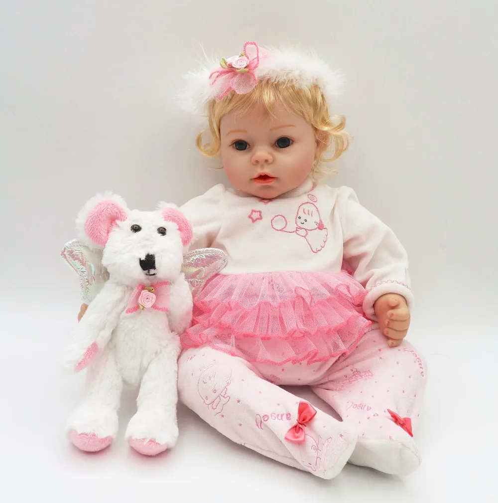 

50cm Silicone Reborn Baby Doll Kids Playmate Gift for Girls Baby Alive Soft Toys with cute plush doll for Bouquets Doll Bebe Reb