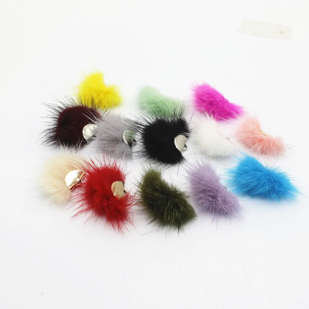 Серьги-кисточки из меха норки ручной работы 30 шт. 24*30 мм