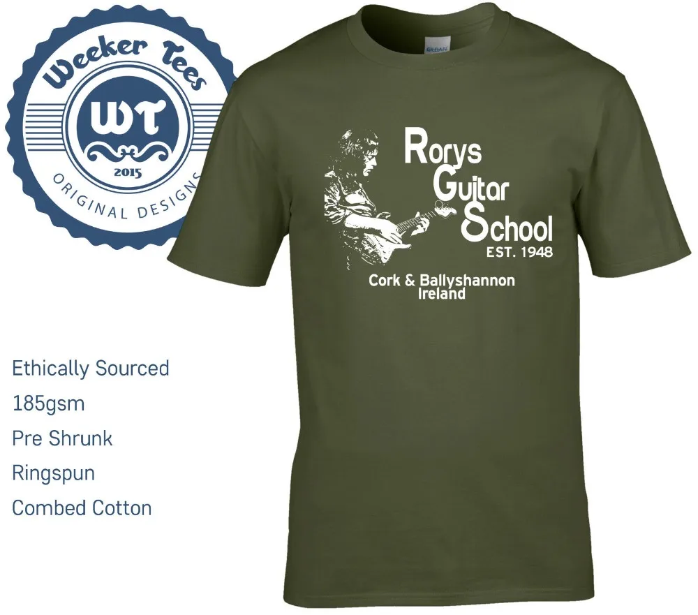 Новая футболка Rory Gallagher Tribute Rorys Guitar School бесплатная доставка Мужская Модная
