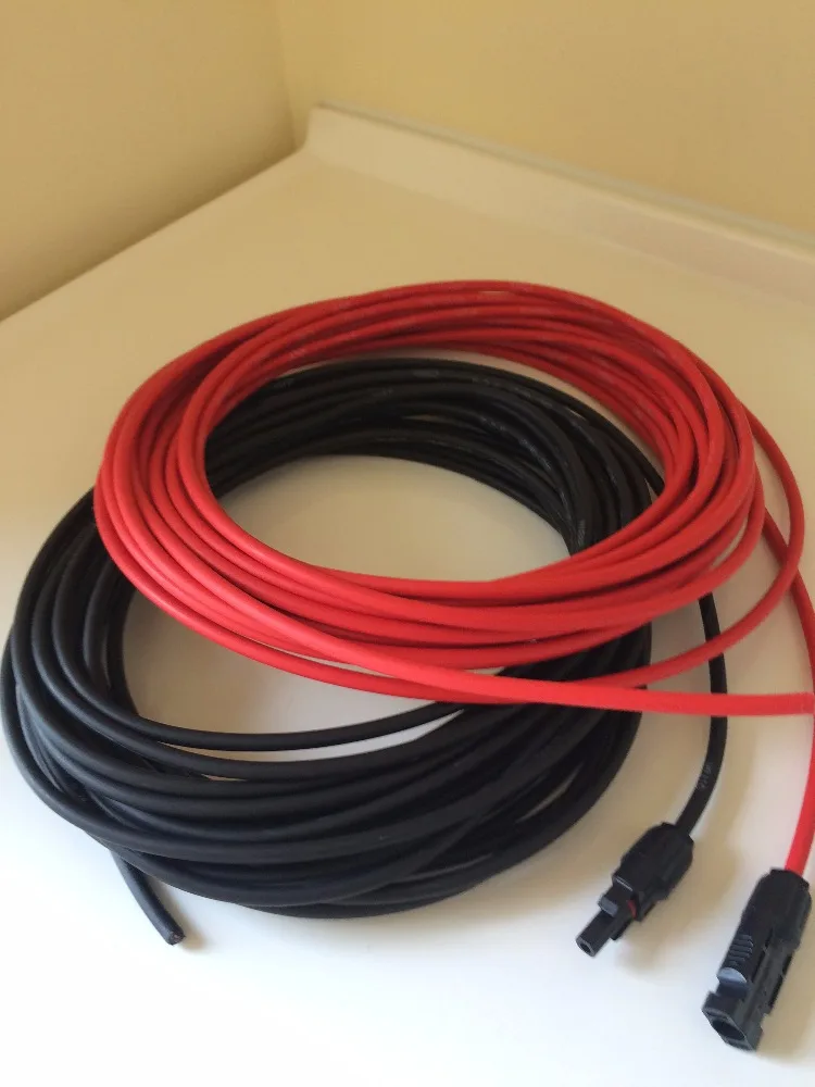 1 пара удлинительных кабелей для солнечной панели медный провод черный и красный