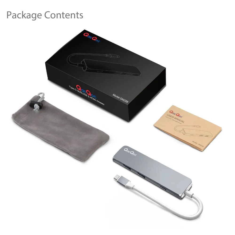 Qacqoc GN22B 4 in1 алюминия USB C концентратор с К HDMI Card Reader 2 3 0 Порты и разъёмы Тип Мощность
