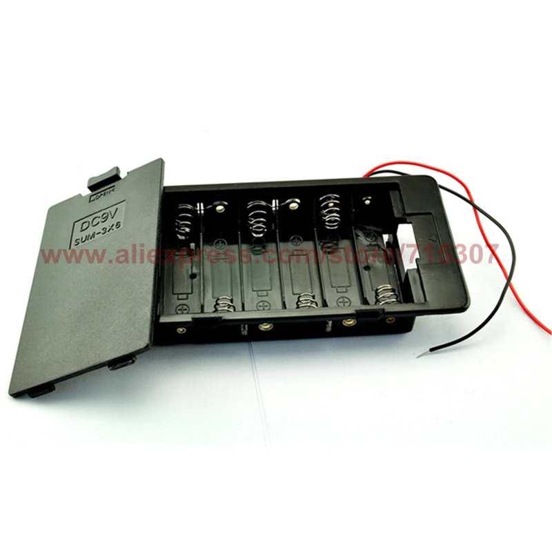 Держатель для аккумулятора PHISCALE 2 шт. 9 В 6 AA/6AA с крышкой/проводными проводами |