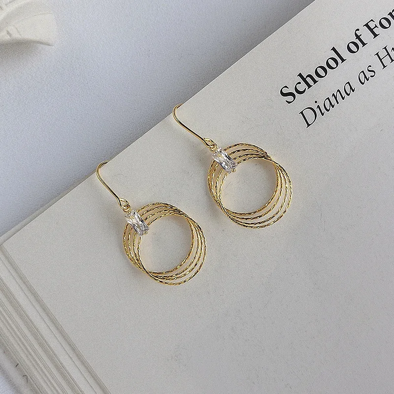 INZATT Real 925 Sterling Silver Geometric Round Zircon Dangle Drop Earrings For Charming Women Wedding Fine Jewelry Cute Gift | Украшения и