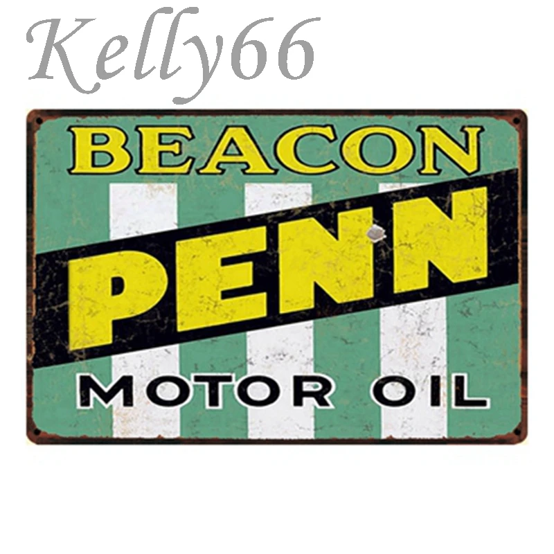 

[ Kelly66 ] Beacon Motor Oil Vintage Metal Sign Tin Poster Home Decor Bar Wall Art Painting 20*30 CM Size y-1207