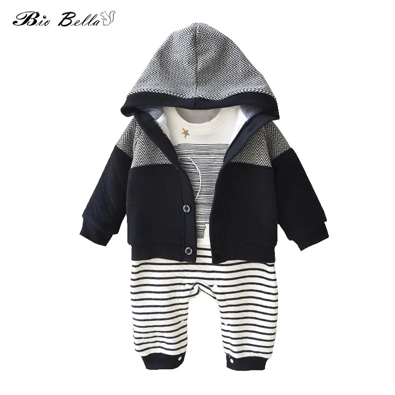

Baby Boys Clothes 2PCS Set Winter Newborn Baby Clothes Thicken Cotton Romper+Coat Baby Rompers Infant Jumpsuit Boy Suits