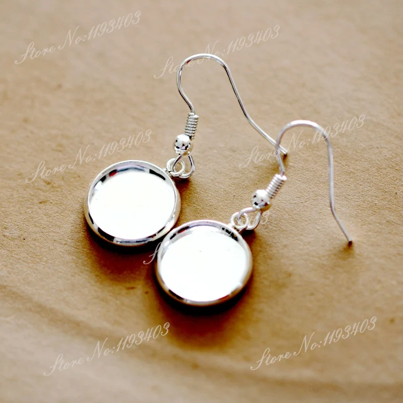 12 мм 16 круглые крючки для сережек Серебряная Античная бронзовая отделка