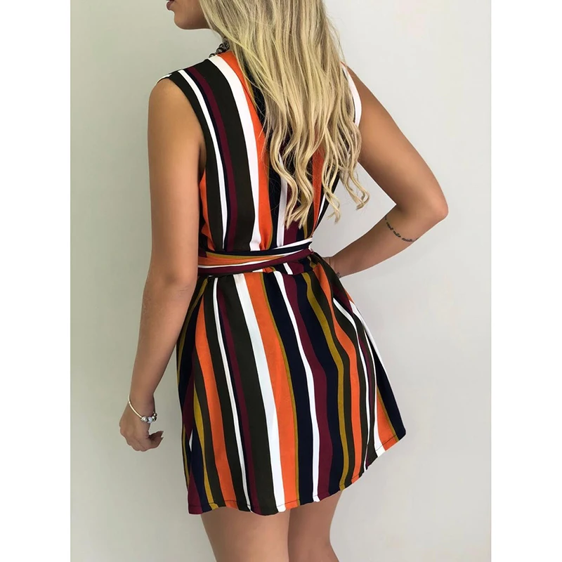 Платье без рукавов с v-образным вырезом летнее шифоновое пляжное платье в стиле