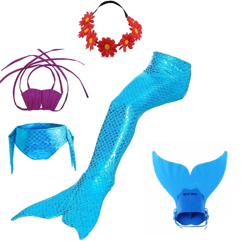 Купальный костюм для девочек цвет синий розовый Детские хвосты русалки плавания