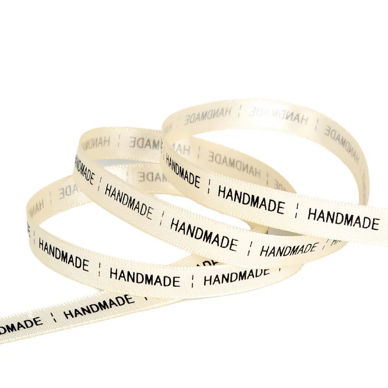 5 ярдов/лот 10мм 13мм Айвори Ручная печать атласная лента для шитья аксессуары DIY Декоративное искусство и поделки Подарочная упаковка для выпечки.