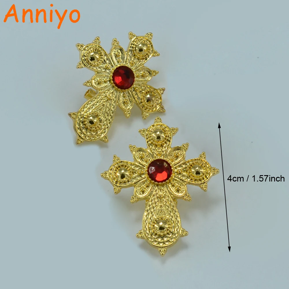 Серьги Anniyo 4 см для женщин Эфиопский золотой цвет ювелирные изделия Африки