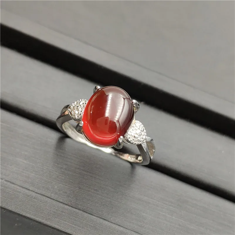 Natural Garnet Ring Women Men Anniversary Love Gift Orange Red 13x10mm Crystal 925 Sterling Silver Adjustable Jewelry AAAAA | Украшения и