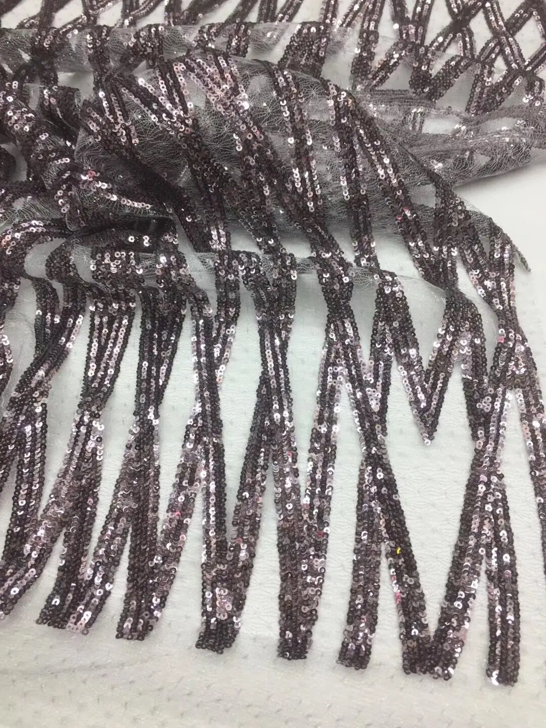 Нигерийская французская сетчатая кружевная ткань с вышитым шнурком и полными