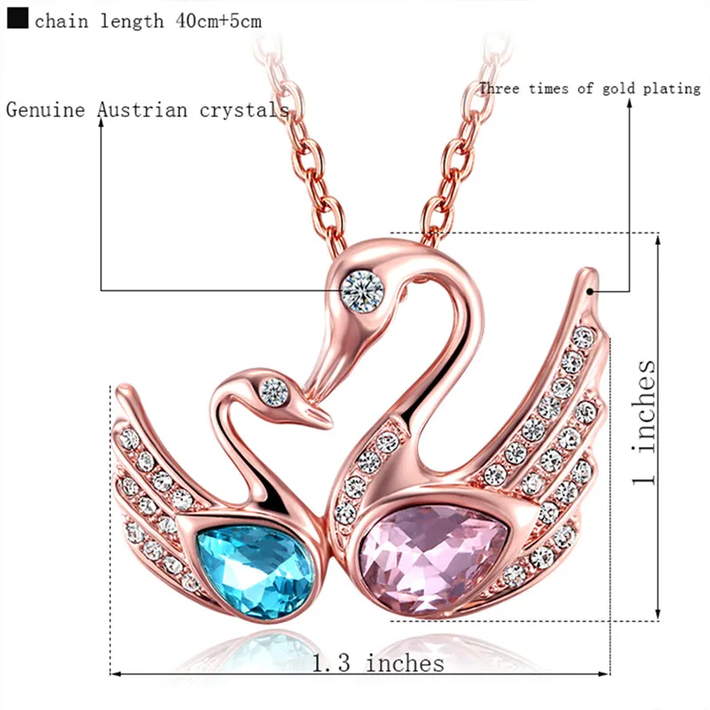 Swan pendant necklaces new women jewelry rose gold color gift for love's or anniversary/wedding gifts with Austrian Crystals | Украшения