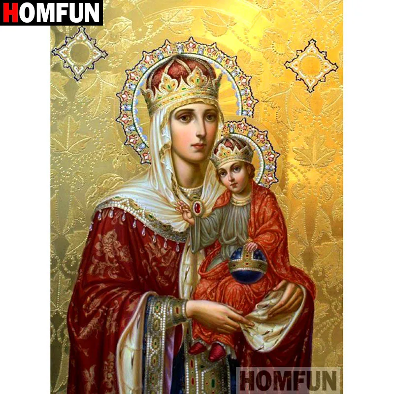 

HOMFUN Full Square/Round Drill 5D DIY Diamond Painting "Religious figure" 3D Embroidery Cross Stitch 5D Home Decor A17172