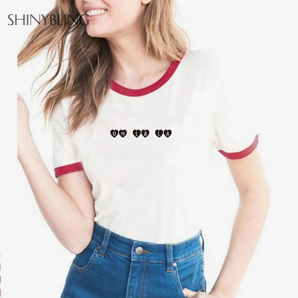 Shinybling Привет улица Ins в Tumblr битник белая футболка Ptach Для женщин красный короткий