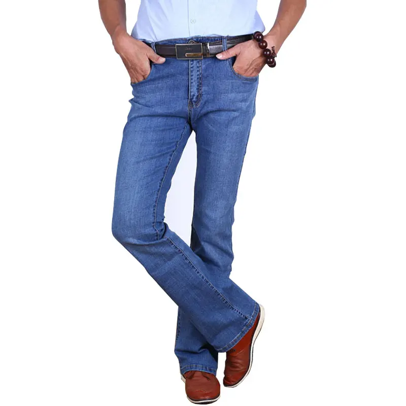 Джинсы классические синие расклешенные зауженные дизайнерские мужские джинсы