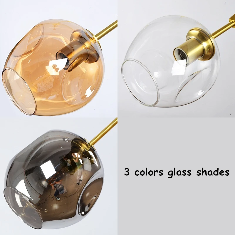 구매 핫 DIY 블랙/골드 바 분기 펜던트 조명 유리 갓 빈티지 로프트 펜던트 램프 E27 Led Hanglamp 서스펜션 조명기구