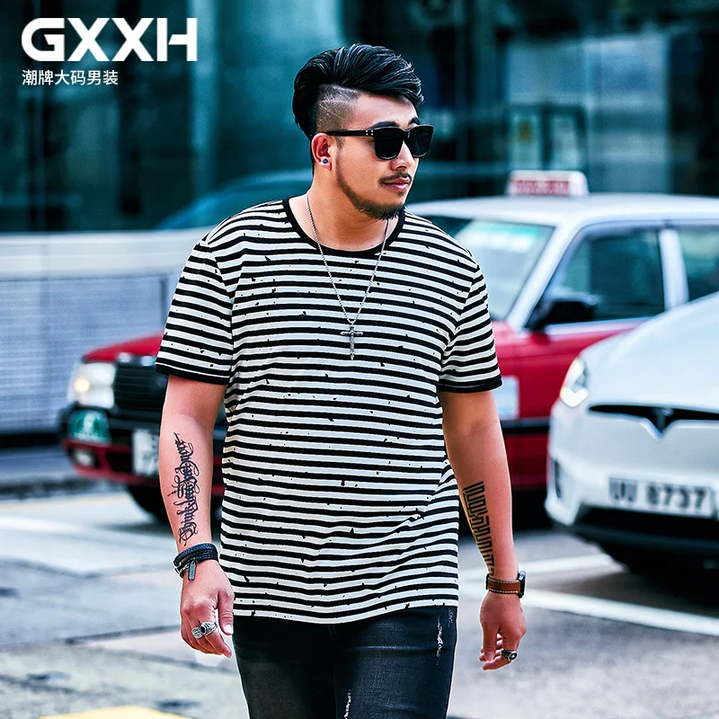 _ 5XL 6XL 7XL GXXH Новая летняя мужская Повседневная футболка свободного кроя с принтом