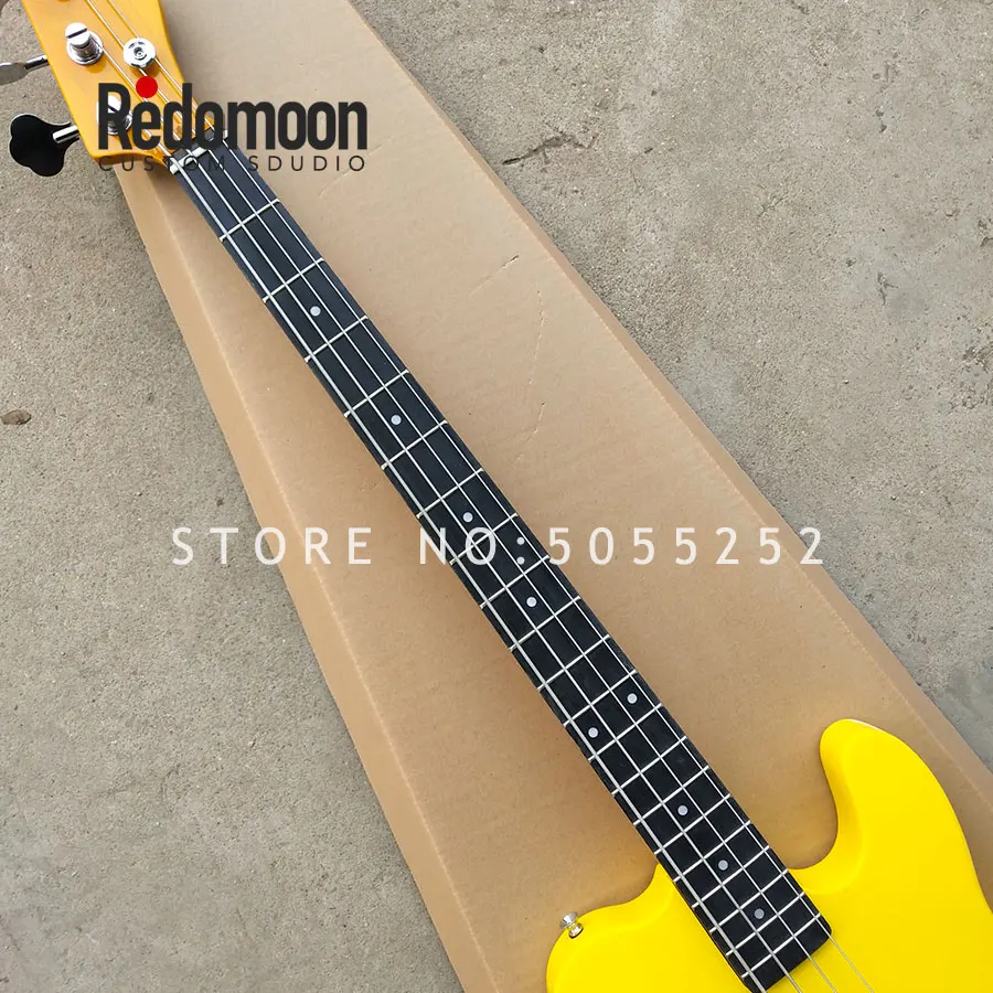 Заводская 4 струны TELE bass ebony гриф электрическая бас гитара желтого цвета музыкальный инструмент магазин