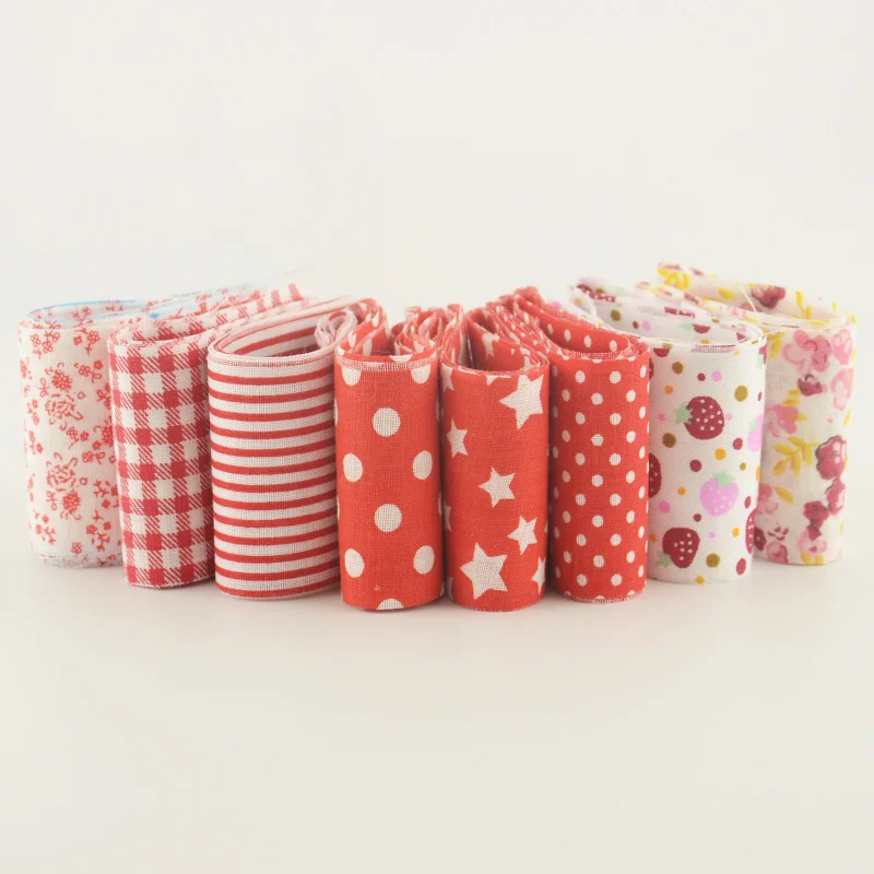 5CM*100CM Plain Fabric 8pcs/lot Jelly Roll Star Dot Strip Checks and Flowers Design Red Sets Strips Patchwork|fabric felt|fabric syntheticfabric poly