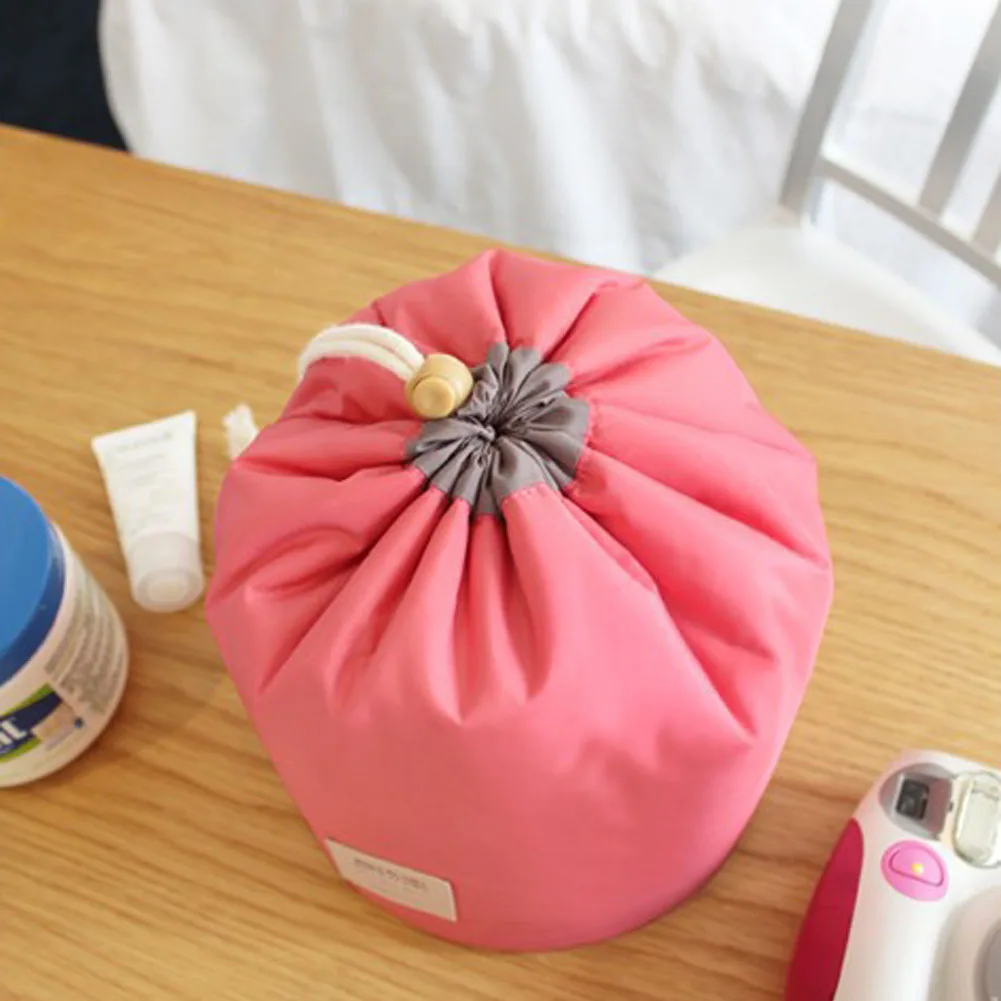 Баррель формы путешествия косметичка нейлон высокой емкости шнурок элегантный