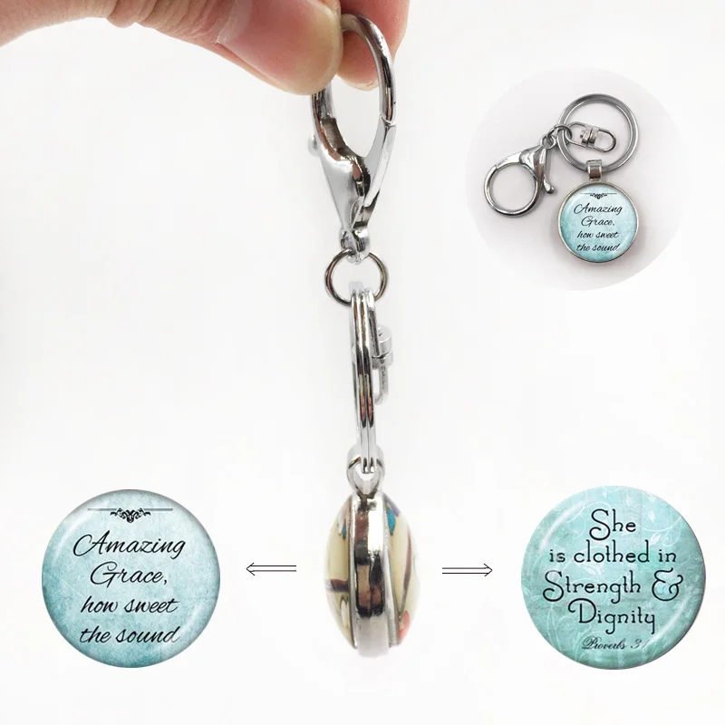 Christian pendant art picture Faith Bible necklace inspiration quote Jesus jewelry long glass cabochon | Украшения и аксессуары