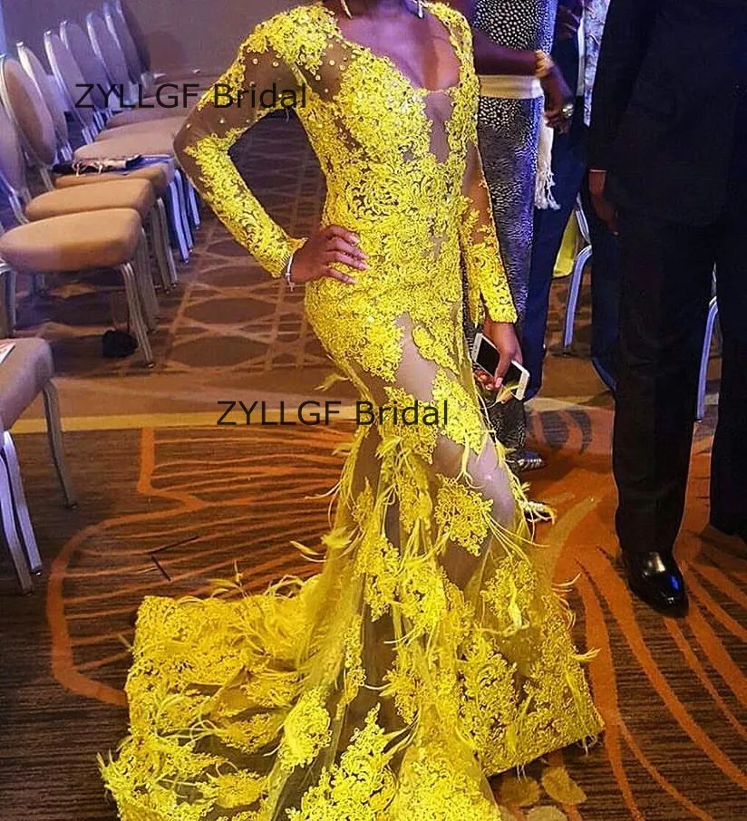 Zylgf сексуальные прозрачные вечерние платья с аппликациями платье длинными