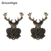 3pcs antique bronze tone deer charms necklace pendant jewelry accessories making man women retro style jewelry 51387mm 50703