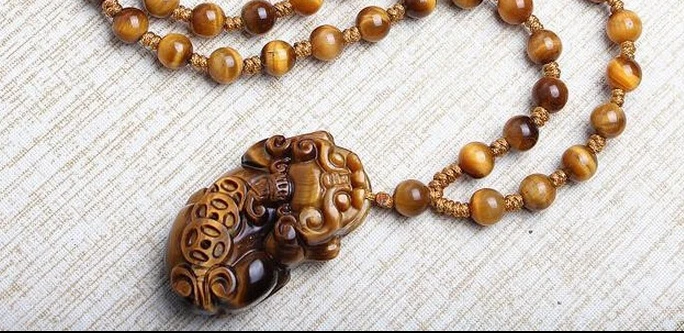 Pendant+++409 Genuine natural golden pseudocrocidolite evil woodstone crystal pendant auspicious dance | Украшения и аксессуары