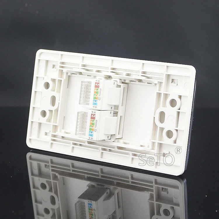 SeTo 120 Type Double Ports RJ45 Cat5e Network Lan Panel Wall Plate Socket Keystone Faceplate | Обустройство дома