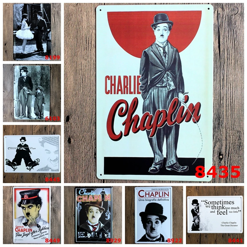 Табличка с логотипом Chaplin винтажная металлическая Настенная Наклейка железная