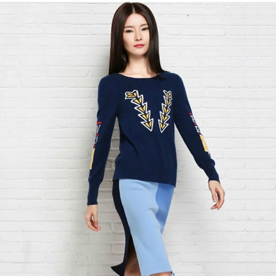 korean fashion spring and autumn new collar cashmere sweater wool women coat sleeve jacquard drop deflection | Женская одежда