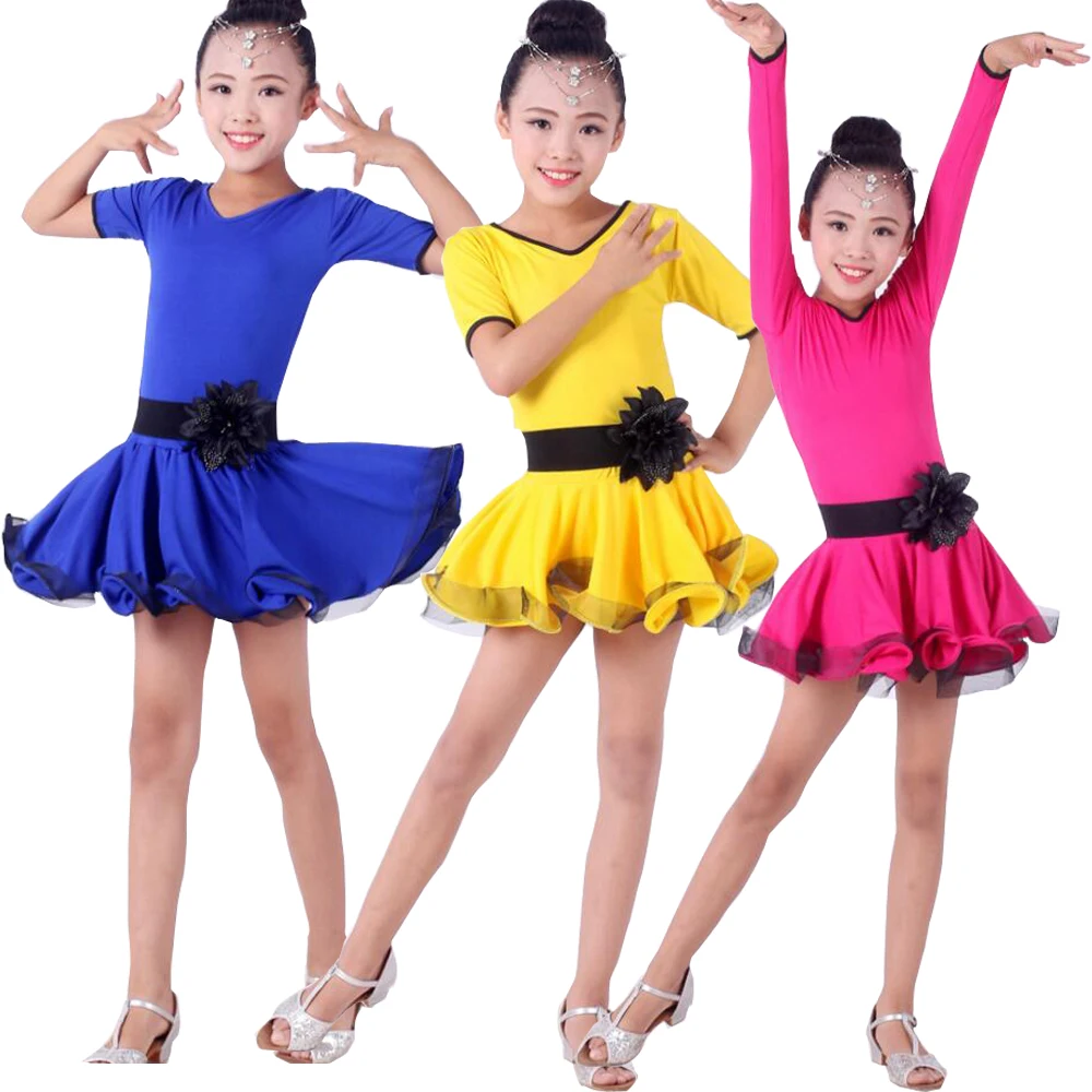 Платье для латинских танцев с длинными рукавами девочек детское нарядное платье