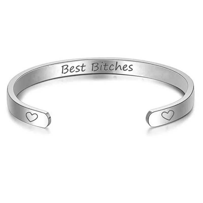 Style 1 17 видов стилей комплект брелков best Bitches гравированный 316L браслет из нержавеющей стали Женский браслет дружбы полубраслет на запястье Pulseira для девочки подарок - Окраска металла: Style 1