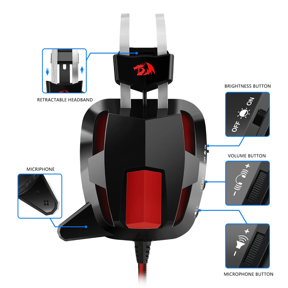 Redragon H201 стерео игровая гарнитура геймер для ПК PS4 xbox компьютер Surround Pro проводные компьютерные гарнитуры с микрофоном