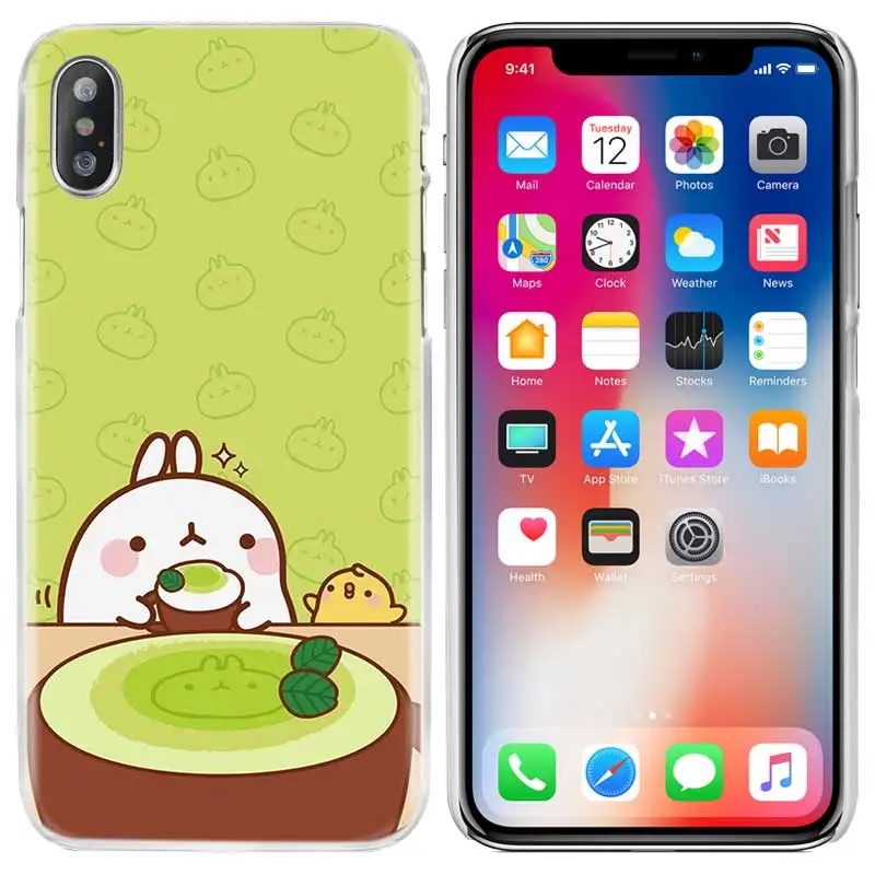 Чехол для сотового телефона Прозрачный Жесткий ПК для iPhone XS Max XR 7 8 6 6s Plus X 5 5S SE 5C 4 4s kawaii чай с Molang Cupcake