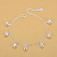 fashion female round 7 pcs bell charm bracelet for women silver color birthday gifts jewelry