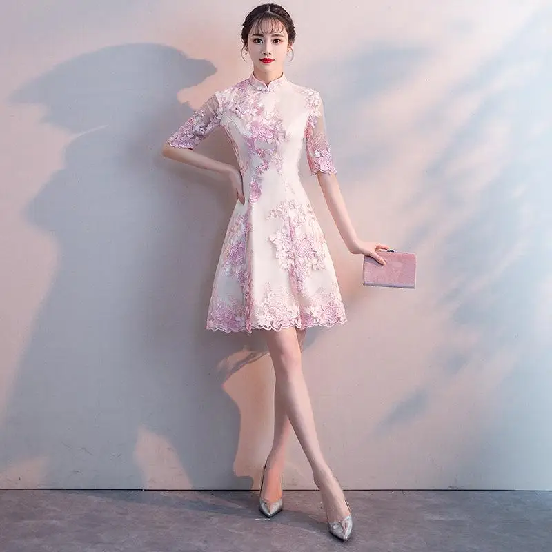 Style 8 Красное традиционное китайское свадебное платье для невесты улучшенное женское платье с цветочной вышивкой Cheongsam Vestidos элегантное тонкое Qipao XS-XXL - Цвет: Style 8