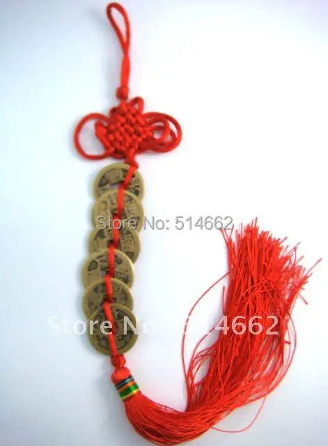 Фэн шуй шесть монет с мистическим узлом для богатства 2015 винтажный Шарм фэншуй|coin