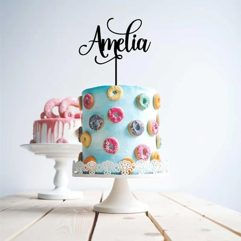 Индивидуальные именные Baby Shower/украшение для именинного торта счастливый украшение для торта ко дню рождения украшения Деревянный акрил