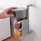 Пластиковый липкий поворотный ящик для хранения, Настольный ящик для хранения, ящик-органайзер, настенное крепление, Бытовая Кухня