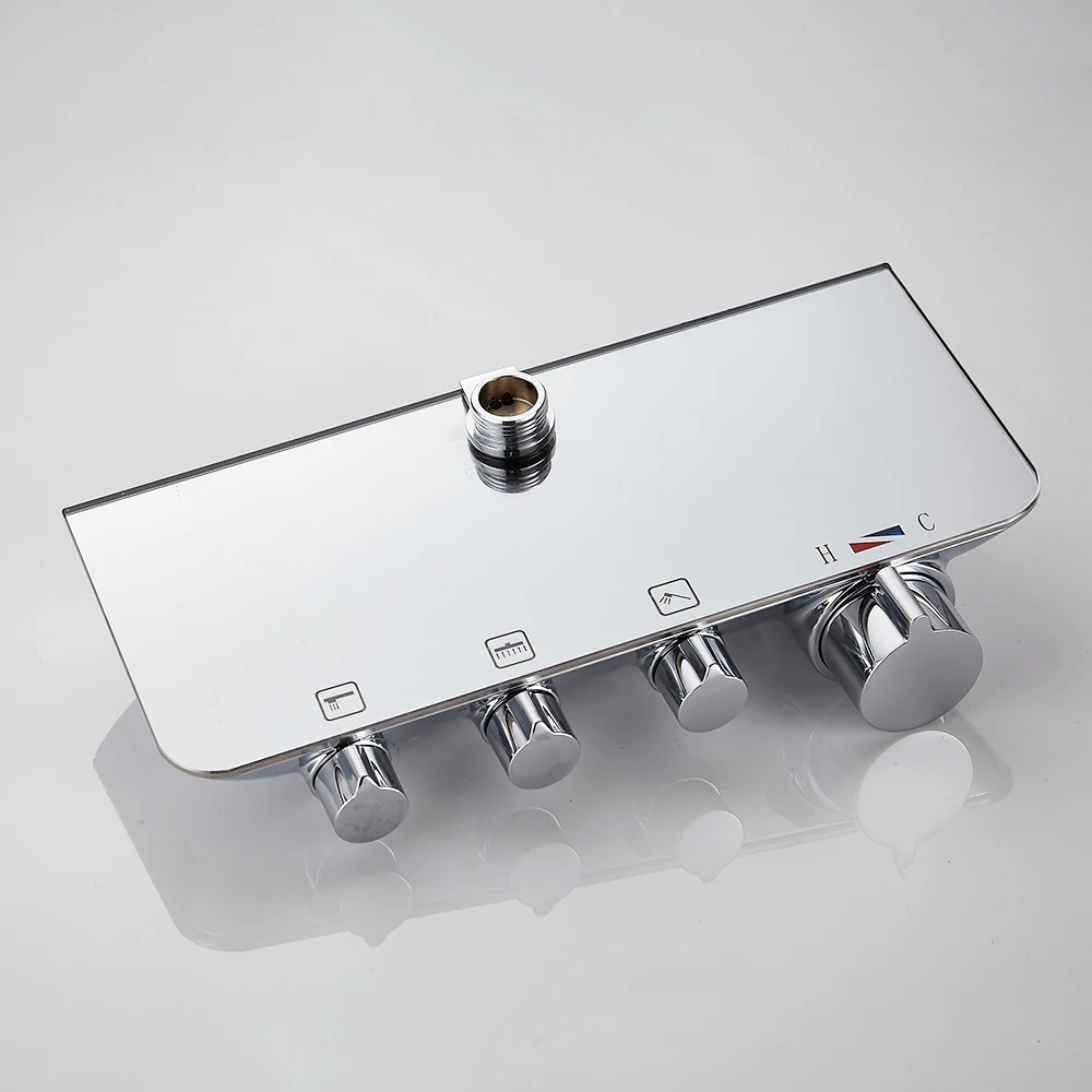 

Shower Faucets Brass Chrome Faucet Square Tube Single Handle Top Rain Shower With Slide Bar Wall Water Mixer Tap 883211L